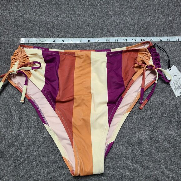 Shade & Shore Bikini Bottom Womens Large High Waist Striped Cheeky‎ Swimsuit - Picture 4 of 7